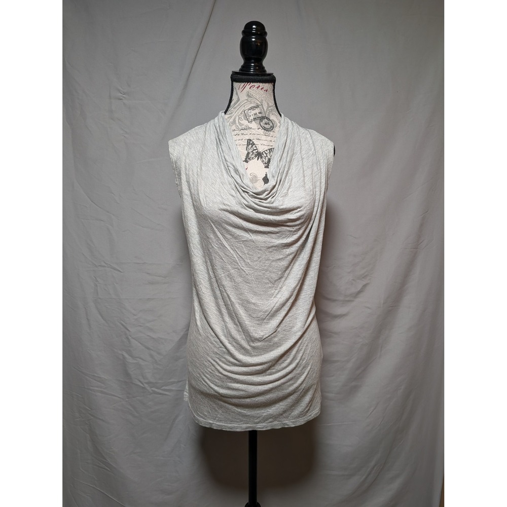 The‎ Limited Women's Gray Drape Cowl Neck Top Faux Leather Shoulders Size Medium